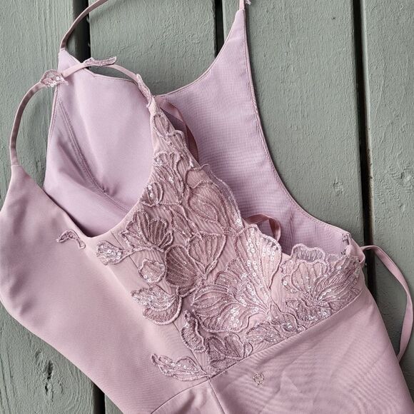 Portia & Scarlett Light Pink Embroidered Lace Back Mermaid Formal Dress 2XL - Picture 6 of 7